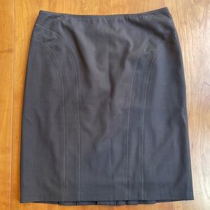 Dark Brown Nine West Pencil Skirt with Pleats Size 10